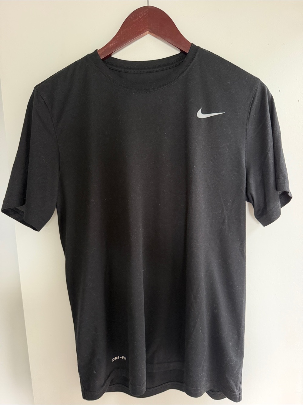 Nike Black Short Sleeve Crew Neck Tee with Silver Swoosh